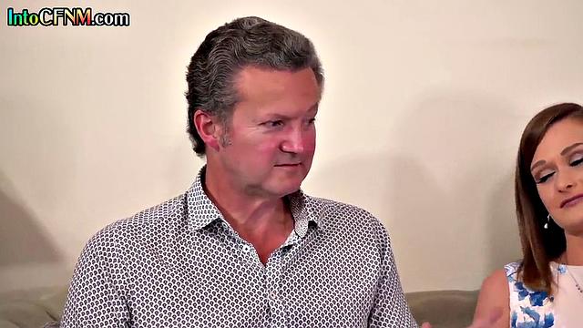 CFNM lesbians teasing and jerking DILF