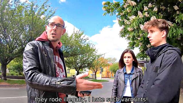 HUNT4K. Mature hunter drills slender cutie in front of her BF