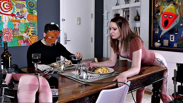 Watch this tattooed teen get her ass drilled hard with a machine before getting spanked and cummed on!