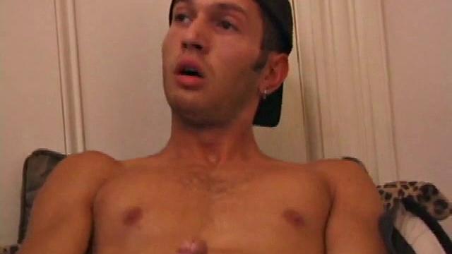 Che is quick to strip naked and get down to business. He rubs his thick cock with both hands, taking time to make sure his balls get in on the action. What follows is a nice long stroke show.