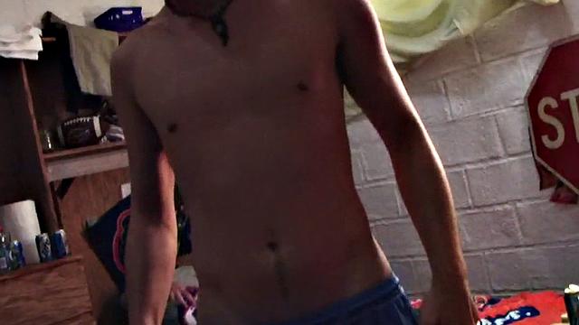 College stud hazed and fucked for frat in voyeur dormitory