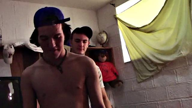 College stud hazed and fucked for frat in voyeur dormitory