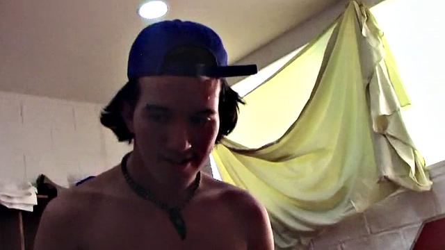 College stud hazed and fucked for frat in voyeur dormitory