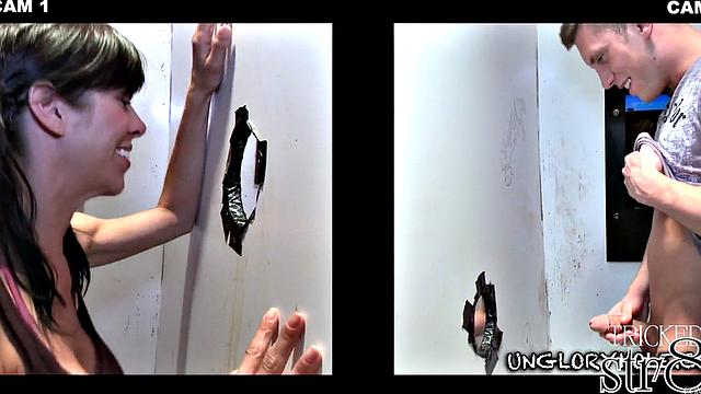 Fooled straight guy at gay gloryhole
