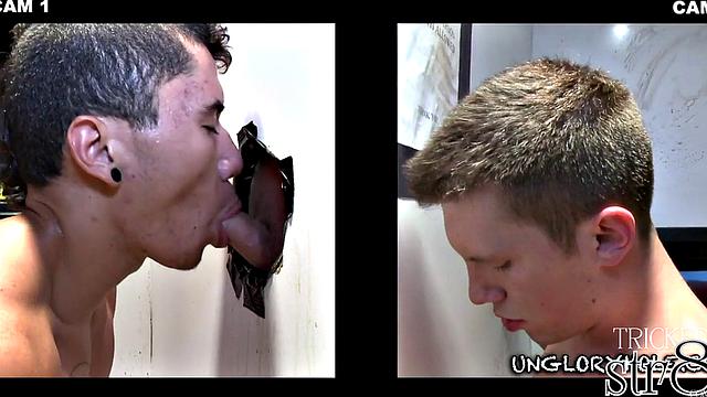 Fooled straight guy at gay gloryhole