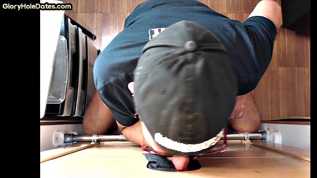 Gloryhole amateur DILF sucks cock for jizz in mouth