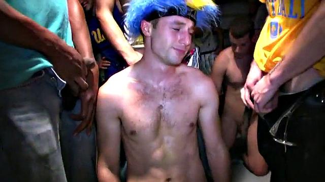 College hazed studs fucked in wrestling orgy for frat