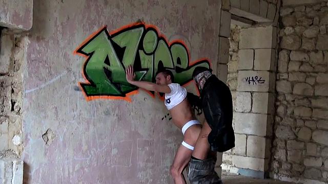 Jockstrap stud anally fucked by masked top after cocksucking