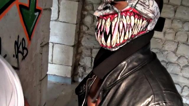 Jockstrap stud anally fucked by masked top after cocksucking