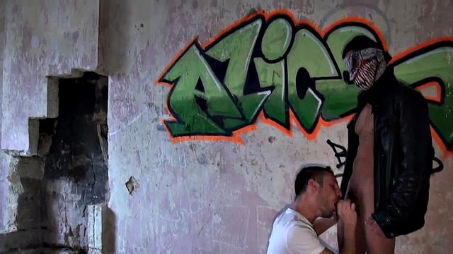 Jockstrap stud anally fucked by masked top after cocksucking