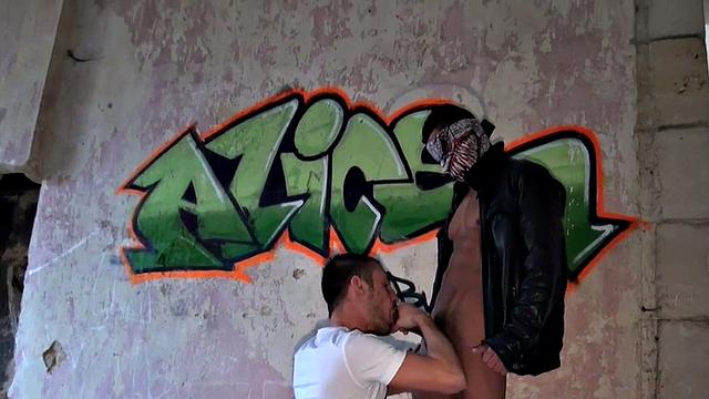 Jockstrap stud anally fucked by masked top after cocksucking