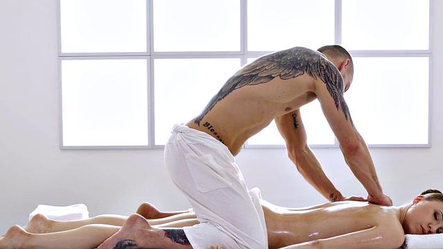 Seductive bae fucked after massage in her tight pussy