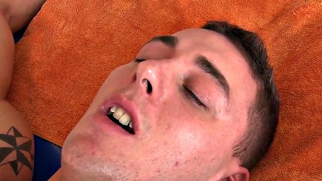 Masseur barebacks oiled BF after relax massage