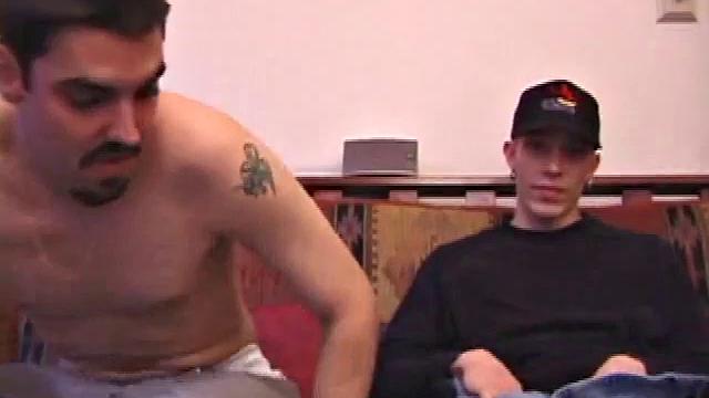 Shane is ready for a one-on-one time with Shawn DeRocc. The boys stroke solo on the sofa, until Shawn leans over and licks Shane's hard dick.