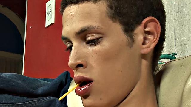 Our featured solo boy of the week is Phillip, a slim Latin twink, who sucks on a lollypop while jerking off for us.