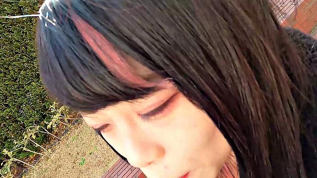 Maid Cafe worker Miss Akane Okawa comes to show off her big tits