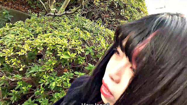 Maid Cafe worker Miss Akane Okawa comes to show off her big tits