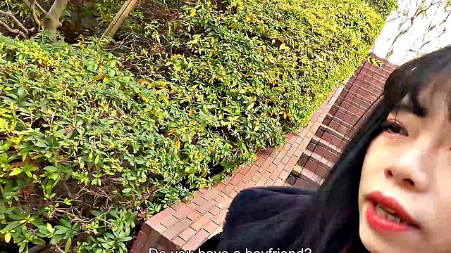 Maid Cafe worker Miss Akane Okawa comes to show off her big tits