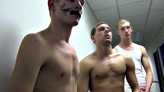 Hazed straight masturbate in dormitory before analfucking