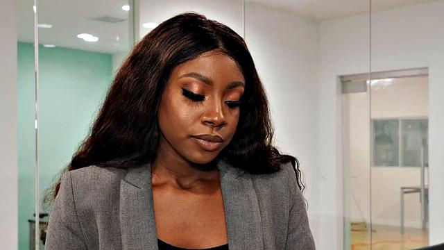 Squirting ebony secretary fingered by lesbian boss