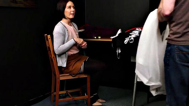 Amateur CFNM lady sucks cock till cumshot on her stockings