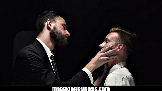 bishop gives elder herring an old-fashioned punishment and fills his mouth and ass like it's confession time