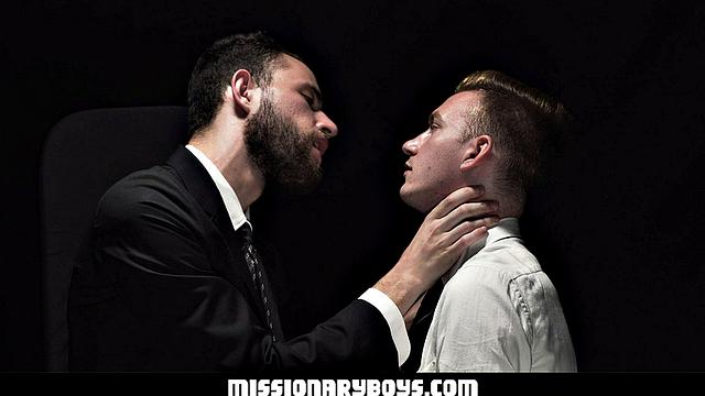 bishop gives elder herring an old-fashioned punishment and fills his mouth and ass like it's confession time