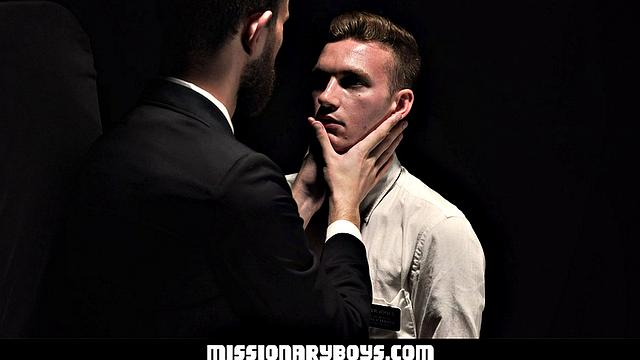 bishop gives elder herring an old-fashioned punishment and fills his mouth and ass like it's confession time