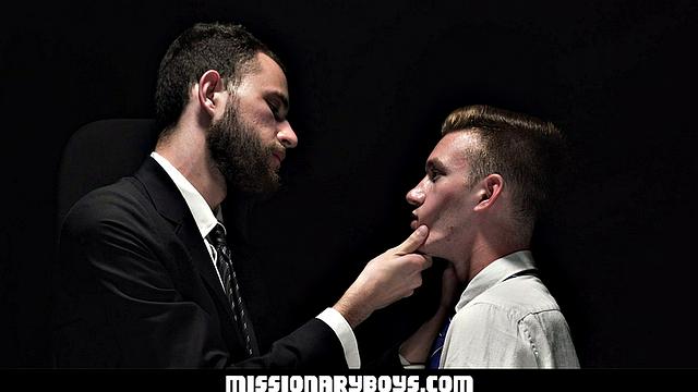 bishop gives elder herring an old-fashioned punishment and fills his mouth and ass like it's confession time