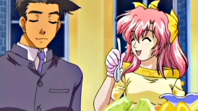 Busty anime teen gets hairy pussy fucked