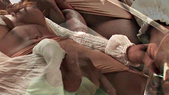 Busty trans patient fucks lingerie doctor during checkup