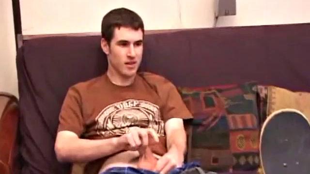 Brian Barrett pulls out his cock and starts stroking. Soon a large toy approaches and penetrates his hole. After inserting a second anal toy, Brian blows his load.