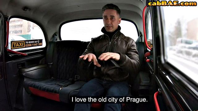 Horny stunning babe in doggystyle taxi