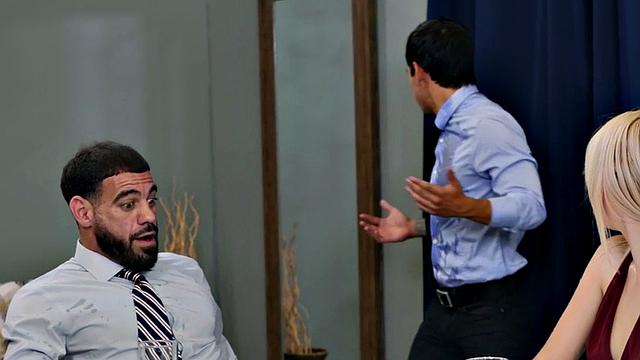 Bisexual waiters pussypounded in 3way by gay couple