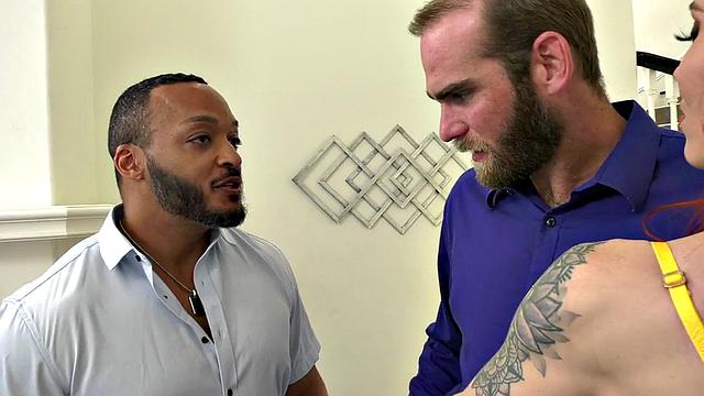 Ginger slut loves fucking hardcore in threesome session