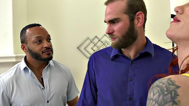 Ginger slut loves fucking hardcore in threesome session