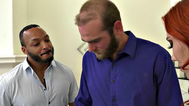 Ginger slut loves fucking hardcore in threesome session