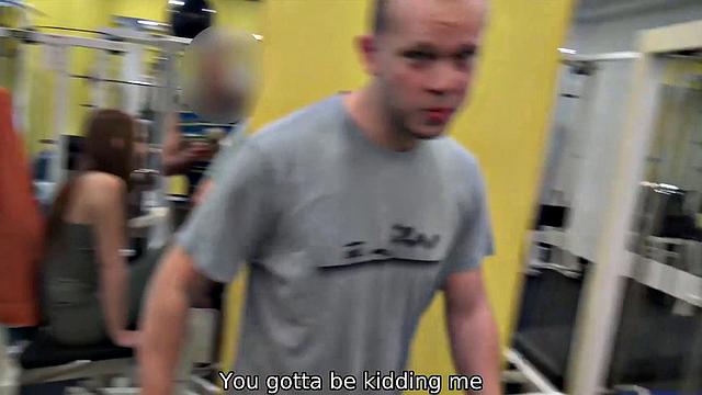 Athletic babe with a big butt gets naughty with a hunter in the gym