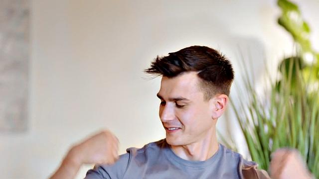 Amateur athletic jock wanking solo at home