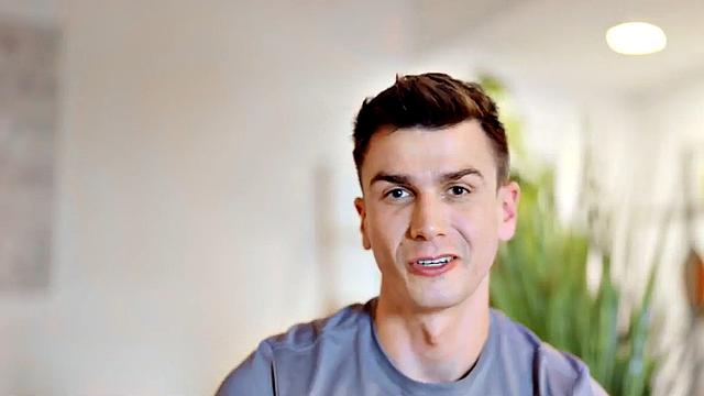 Amateur athletic jock wanking solo at home