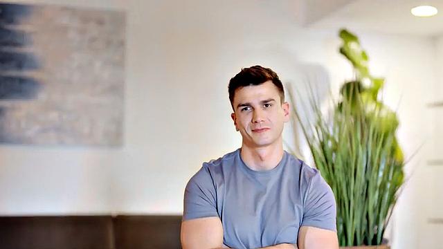 Amateur athletic jock wanking solo at home