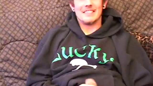 skater guy takes a break from tricks, but his hand's still working overtime