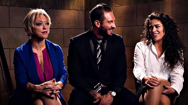 BDSM sluts in threesome by nasty dominant fucker