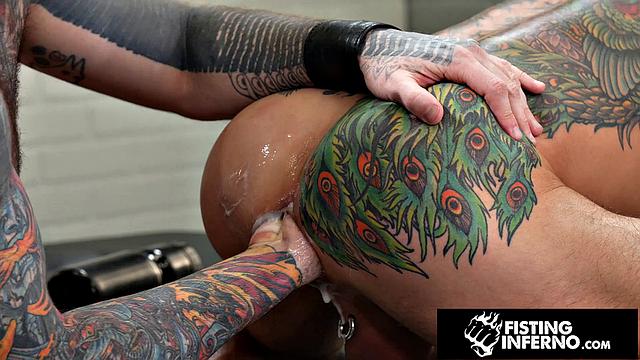 Pierced Tattooer Fists Muscle Hunk - Teddy Bryce, Archer Croft - FistingInferno