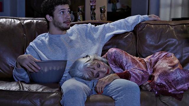 Fake titted granny smashed by big dick in wet pussy