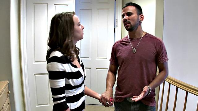 Kinky babe with a bald pussy takes a hard pounding in doggy & reverse cowgirl positions