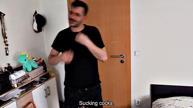 Real straight guy sucks gay cock and gets assfucked for cash