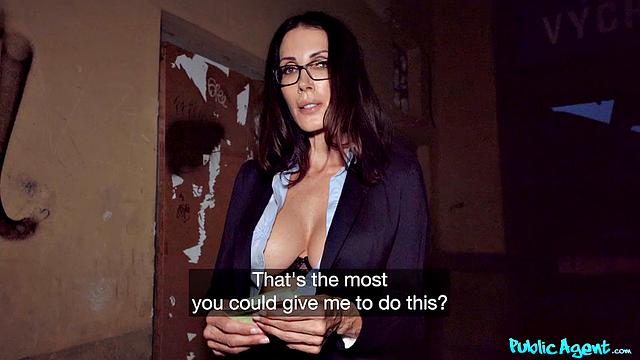 Big tits teacher in wild public sex