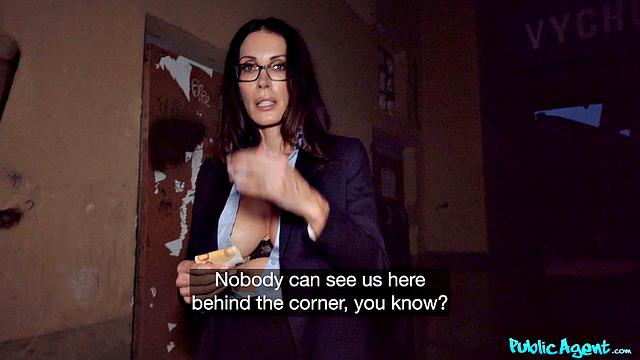 Big tits teacher in wild public sex