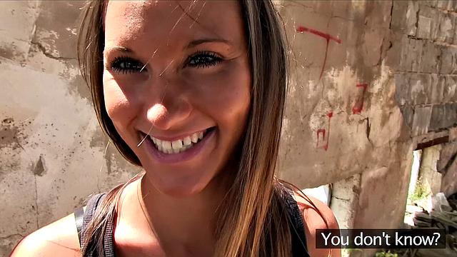 Hot Brown-haired Student with great tits and ass goes wild in the park and at work